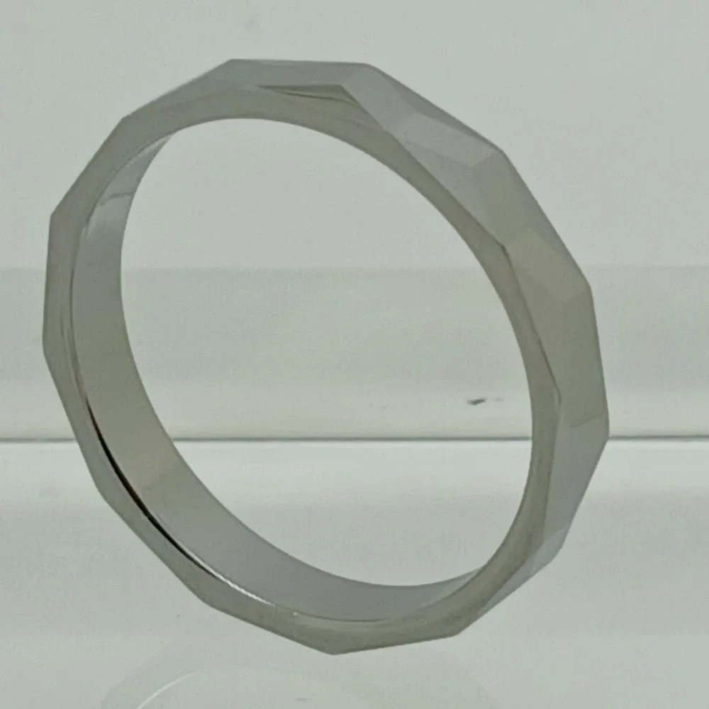 Vintage 90s Y2K Tungsten Faceted Geometric Band Ring Size 10.25 Silver 4mm New